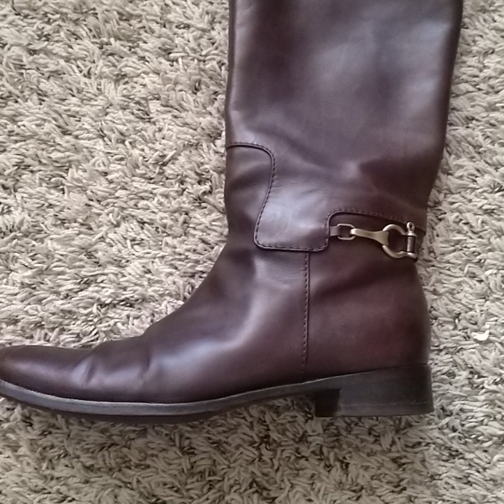 Burberry Riding Boots Brown Leather Horse Bit Knee - Picture 5 of 8
